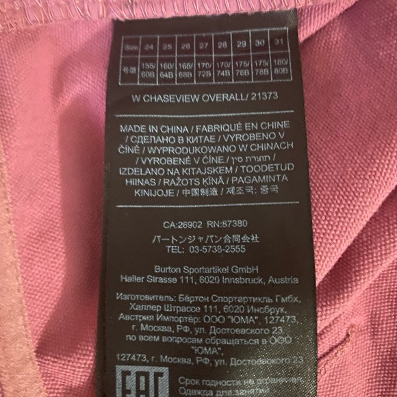 Burton Chaseview overalls in Rosebud color. Size 32. - Picture 8 of 9